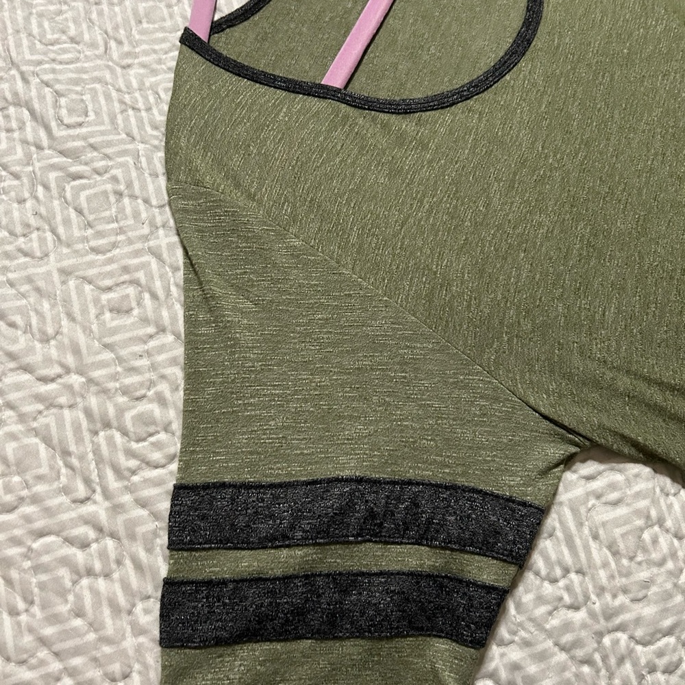 Lularoe, Perfect T, Size Small, Worn Once, Olive Green with Grey Accents